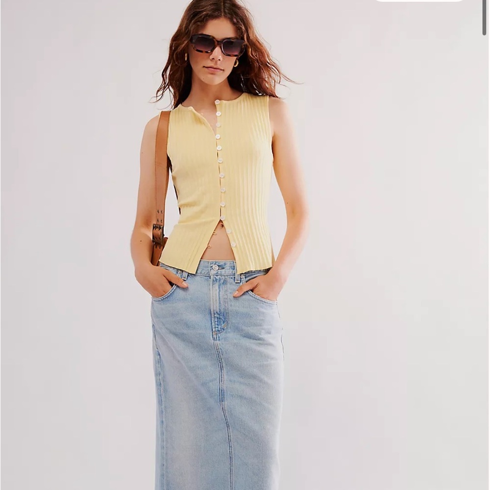 Free People Yellow Ribbed Tank Top - Picture 4 of 4